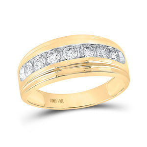 Wedding Collection | 14kt Yellow Gold Mens Round Diamond Wedding Band Ring 7/8 Cttw | Splendid Jewellery GND