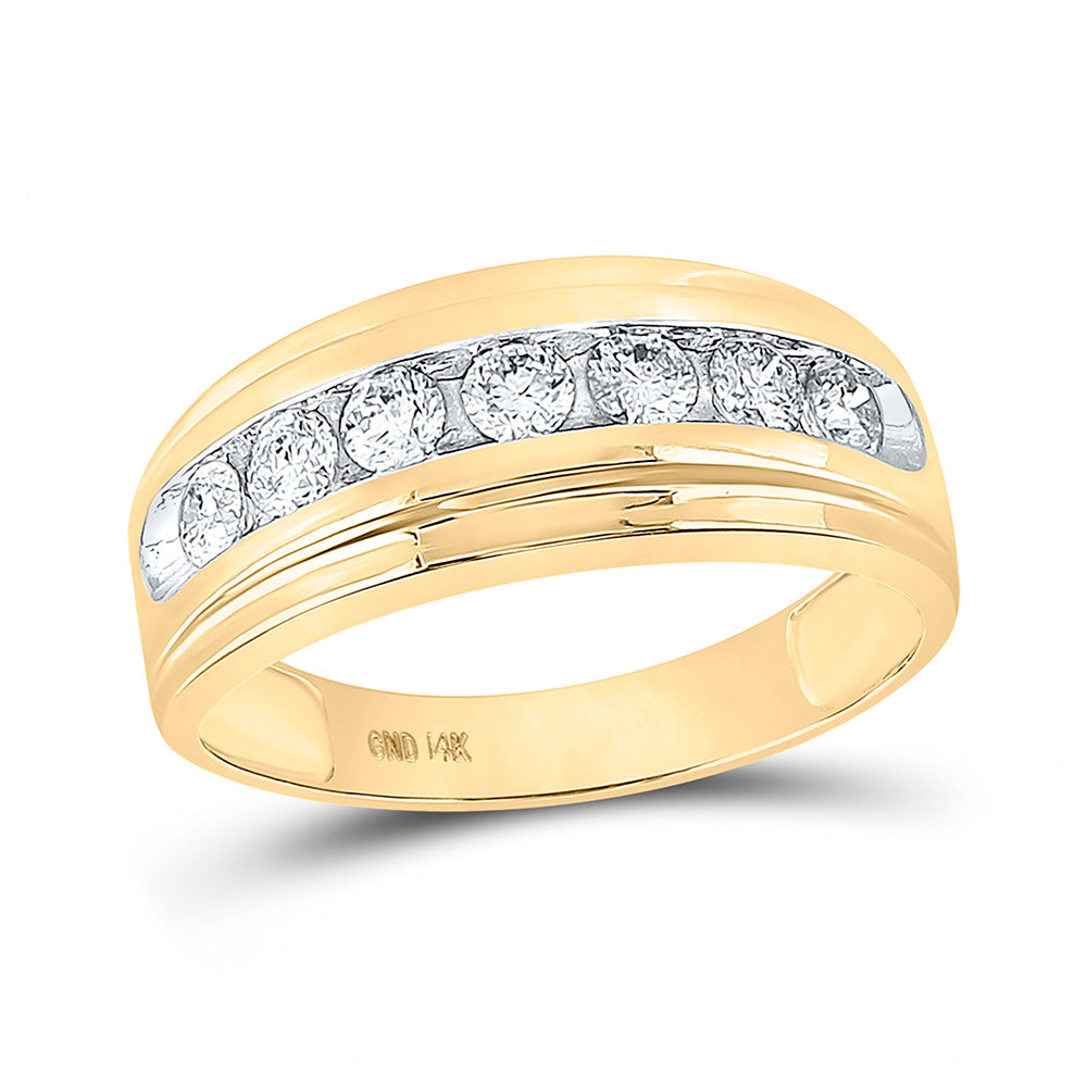 Wedding Collection | 14kt Yellow Gold Mens Round Diamond Wedding Band Ring 7/8 Cttw | Splendid Jewellery GND
