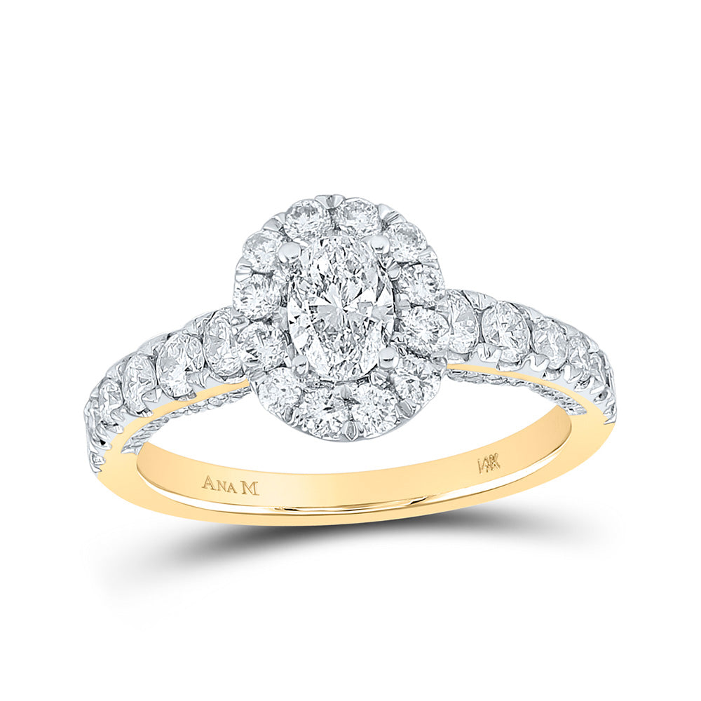 Wedding Collection | 14kt Yellow Gold Oval Diamond Halo Bridal Wedding Engagement Ring 1-1/2 Cttw | Splendid Jewellery GND