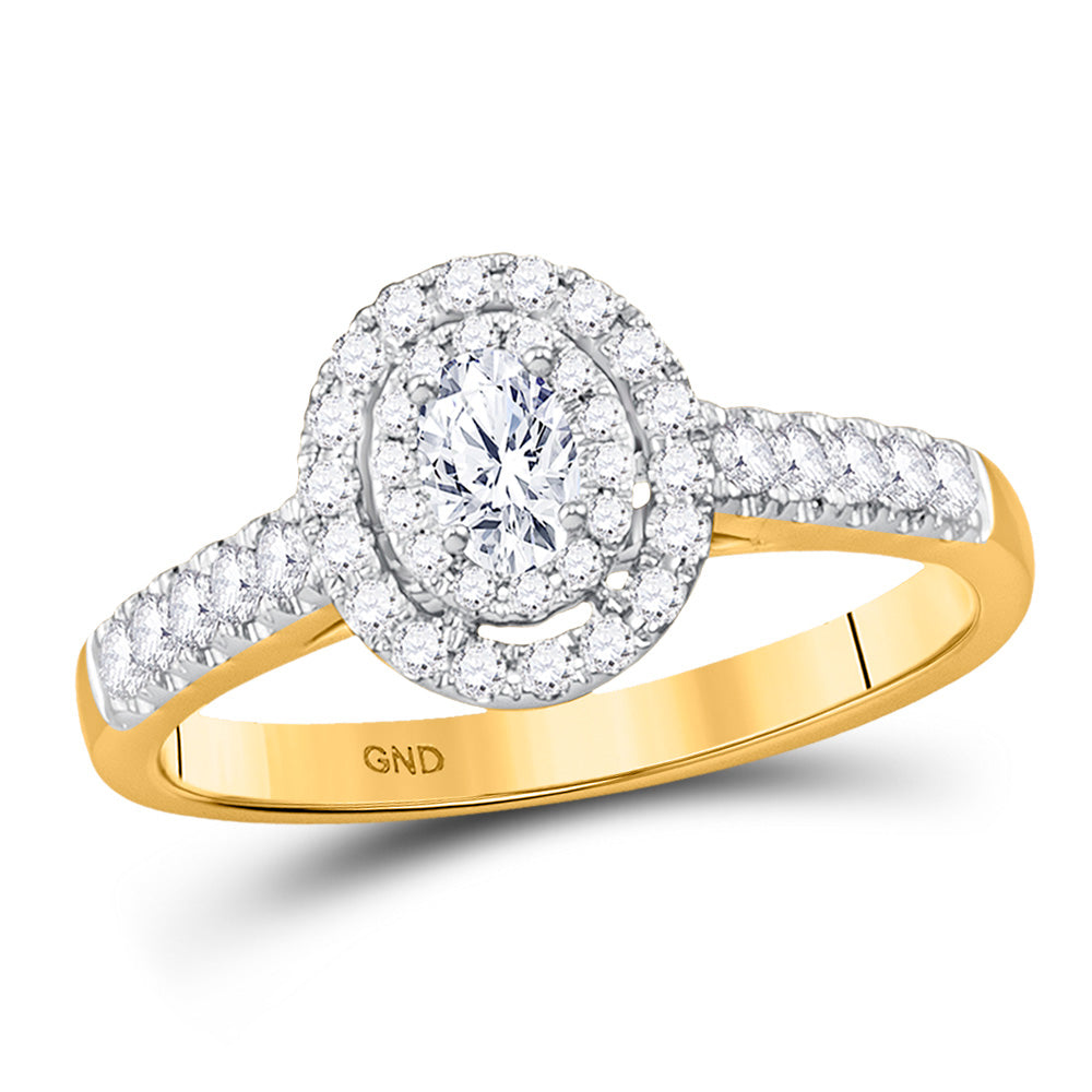 Wedding Collection | 14kt Yellow Gold Oval Diamond Halo Bridal Wedding Engagement Ring 1/2 Cttw | Splendid Jewellery GND