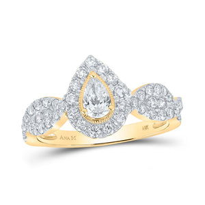 Wedding Collection | 14kt Yellow Gold Pear Diamond Halo Bridal Wedding Engagement Ring 1 Cttw | Splendid Jewellery GND