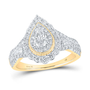 Wedding Collection | 14kt Yellow Gold Pear Diamond Halo Bridal Wedding Engagement Ring 1 Cttw | Splendid Jewellery GND