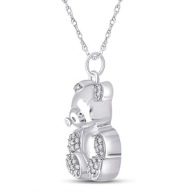 Whimsical White Gold Diamond Bear Pendant: A Charming Delight - Splendid Jewellery