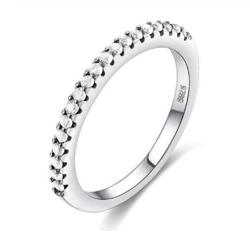 White Gold Plated Trendy 925 sterling silver stackable ring - Splendid Jewellery
