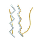 Zig Zag Brilliance: 10kt Yellow Gold Diamond Climber Earrings - Splendid Jewellery
